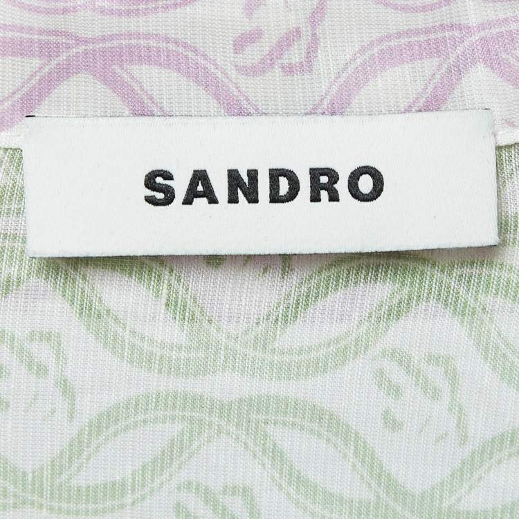 Pre Owned Sandro Multicolor Linen Blend Printed Crop Top M