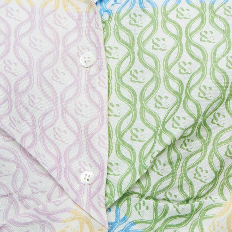 Pre Owned Sandro Multicolor Linen Blend Printed Crop Top M
