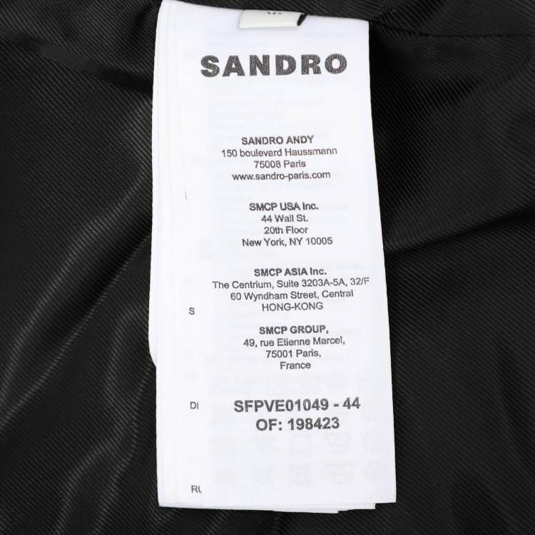 Pre Owned Sandro Navy Blue/Cream Tweed Jacket S