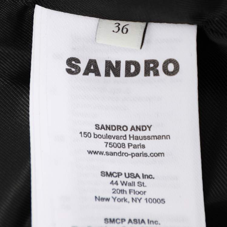 Pre Owned Sandro Navy Blue/Cream Tweed Jacket S