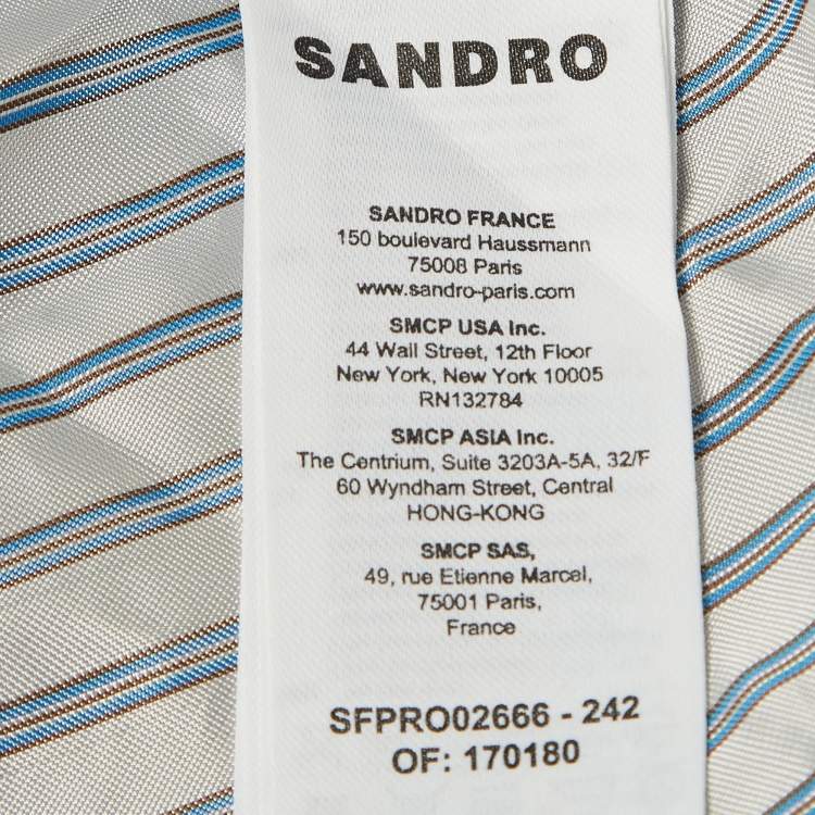 Pre Owned Sandro Grey Gabardine Mini Pleated Blazer Dress L