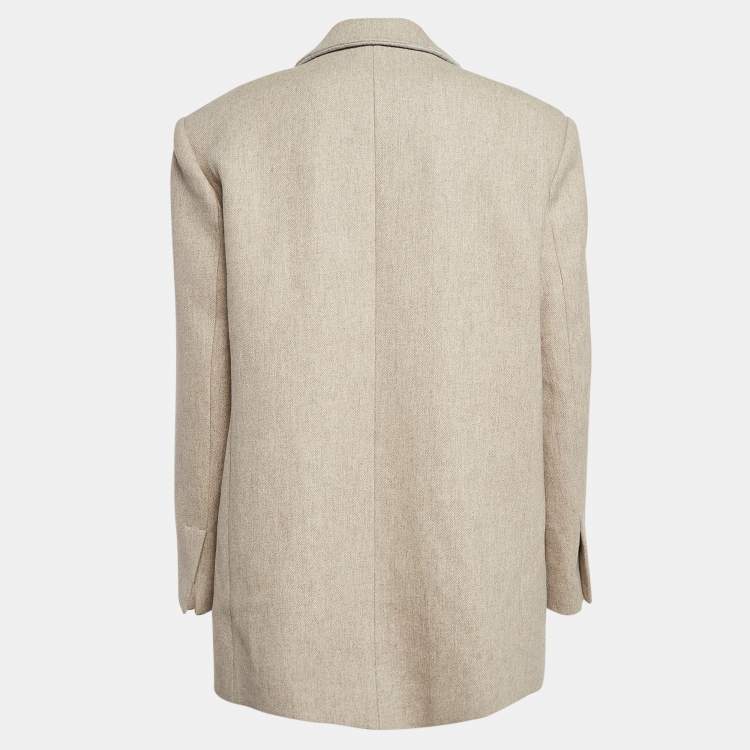 Pre Owned Sandro Beige Wool Blend Single Breasted Blazer M