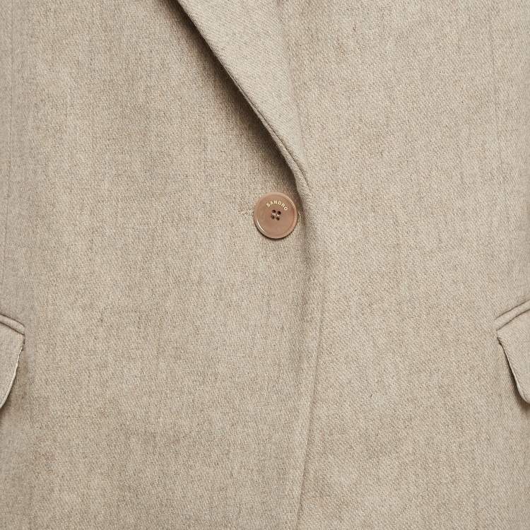Pre Owned Sandro Beige Wool Blend Single Breasted Blazer M