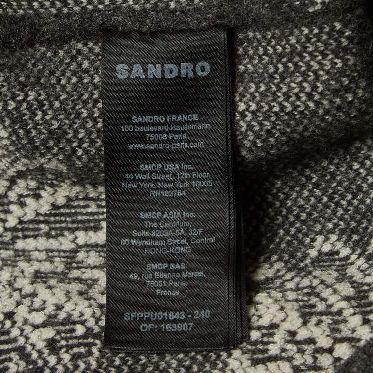 Pre Owned Sandro Grey Floral Intarsia Knit Sweater L