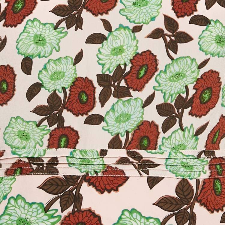 Pre Owned Sandro Pink Floral Print Silk V-Neck Dress M