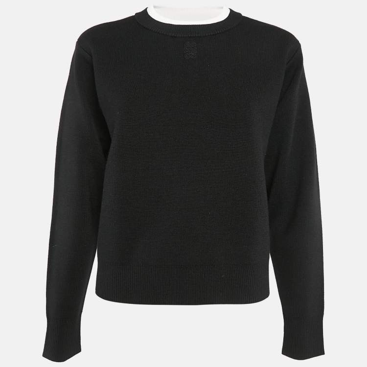 Pre Owned Sandro Black Wool Blend Crew Neck Jumper S