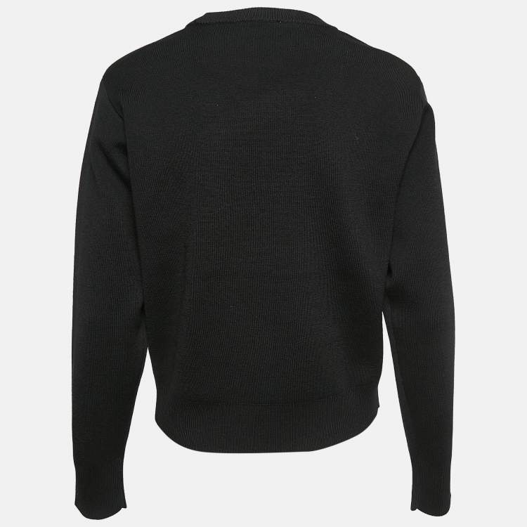 Pre Owned Sandro Black Wool Blend Crew Neck Jumper S