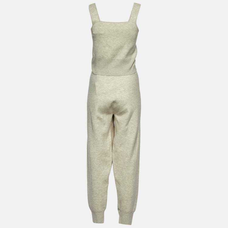 Pre Owned Sandro Grey Embroidered Jersey Top and Trackpants Set L