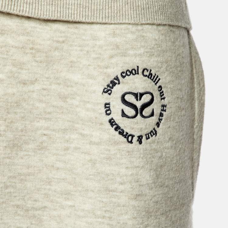 Pre Owned Sandro Grey Embroidered Jersey Top and Trackpants Set L