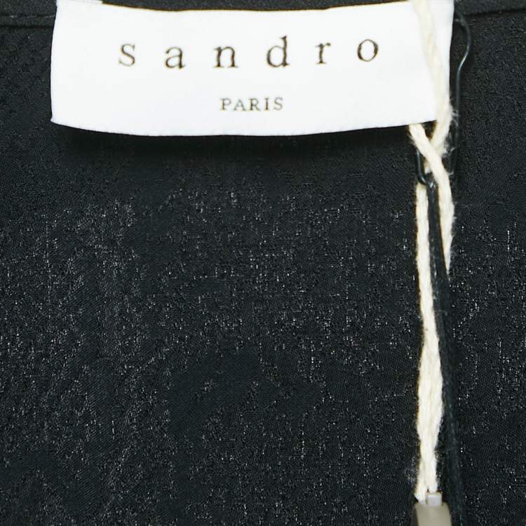 Pre Owned Sandro Black Snake Textured Viscose Playsuit S