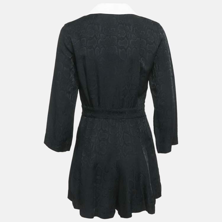 Pre Owned Sandro Black Snake Textured Viscose Playsuit S