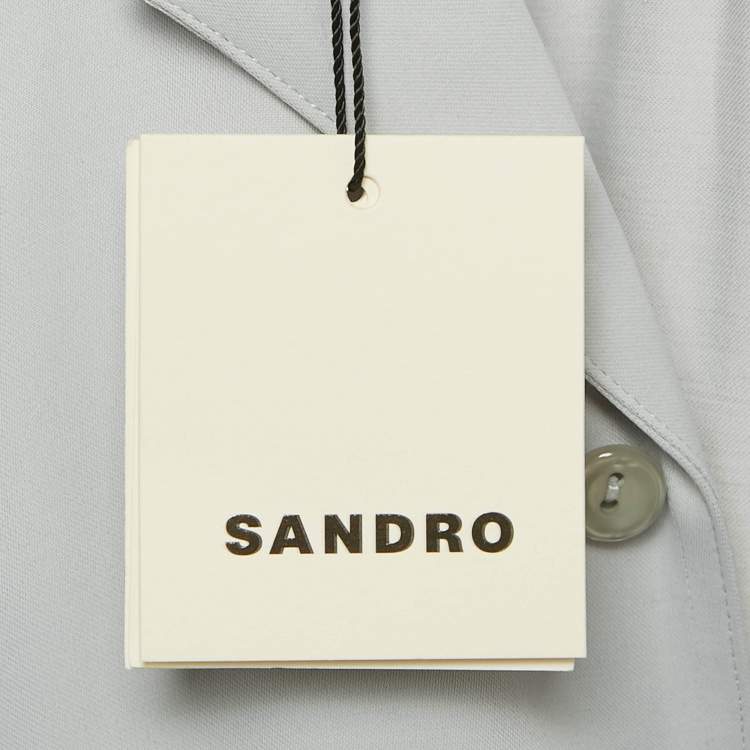 Pre Owned Sandro Grey Crepe Buttoned Full Sleeve Shirt S