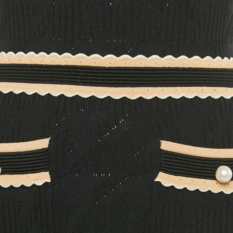 Pre Owned Sandro Black Houndstooth Knit Mini Dress XS