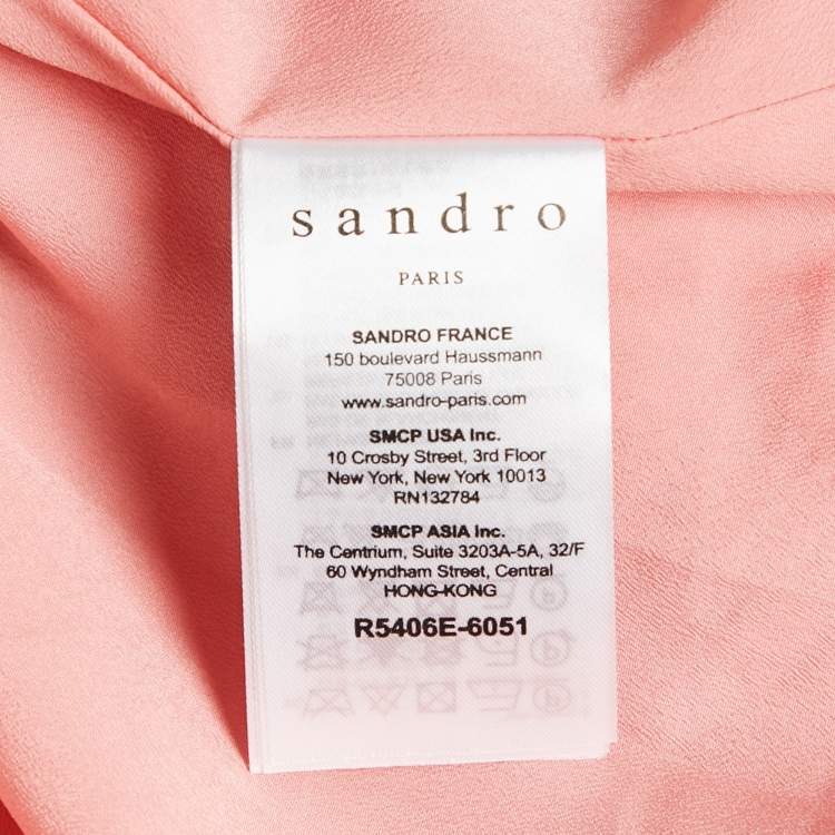 Pre Owned Sandro Pink Gavin Lace Puff Sleeve Mini Dress M