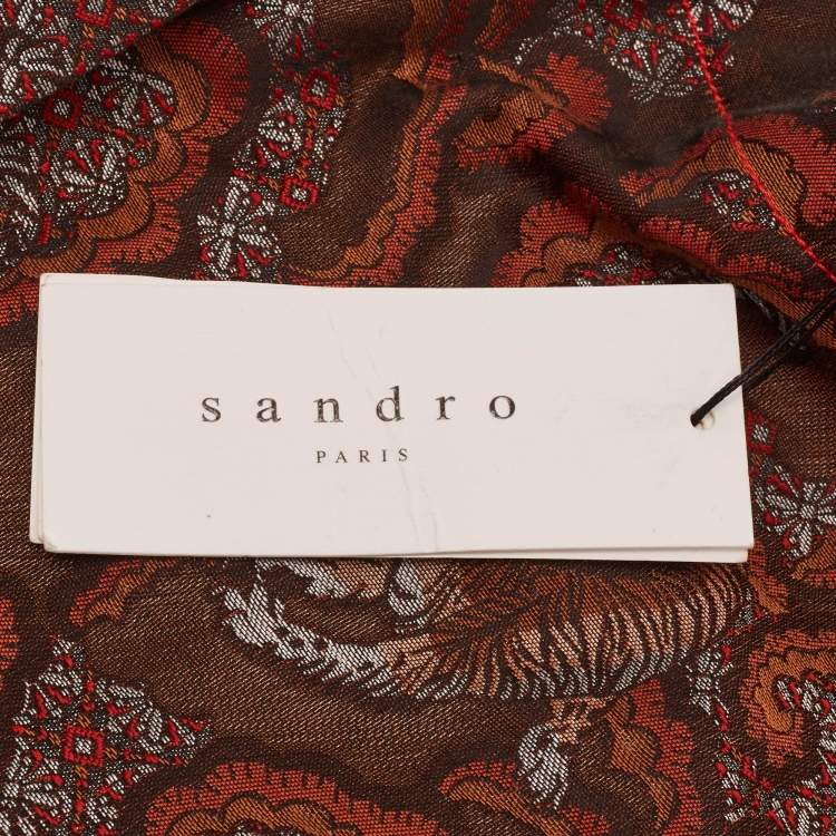 Pre Owned Sandro Brown Paisley Jacquard Shorts L