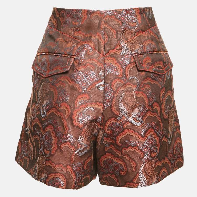 Pre Owned Sandro Brown Paisley Jacquard Shorts L