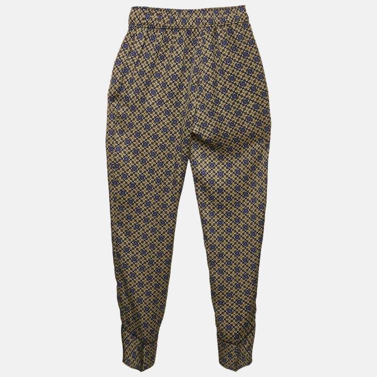 Pre Owned Sandro Multicolor Printed Satin Straight Leg Dany Trousers S