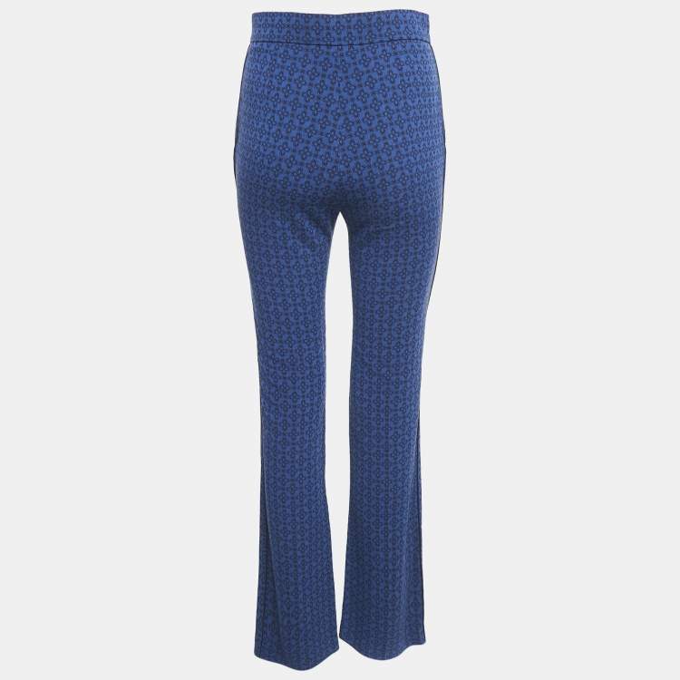 Pre Owned Sandro Blue Jacquard Crepe Amparo Pants S