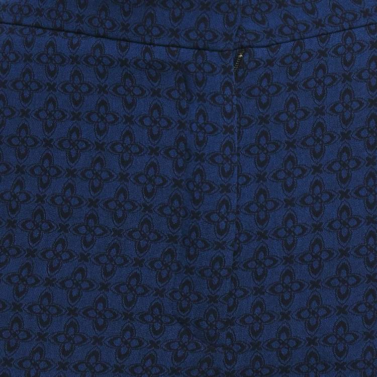 Pre Owned Sandro Blue Jacquard Crepe Amparo Pants S