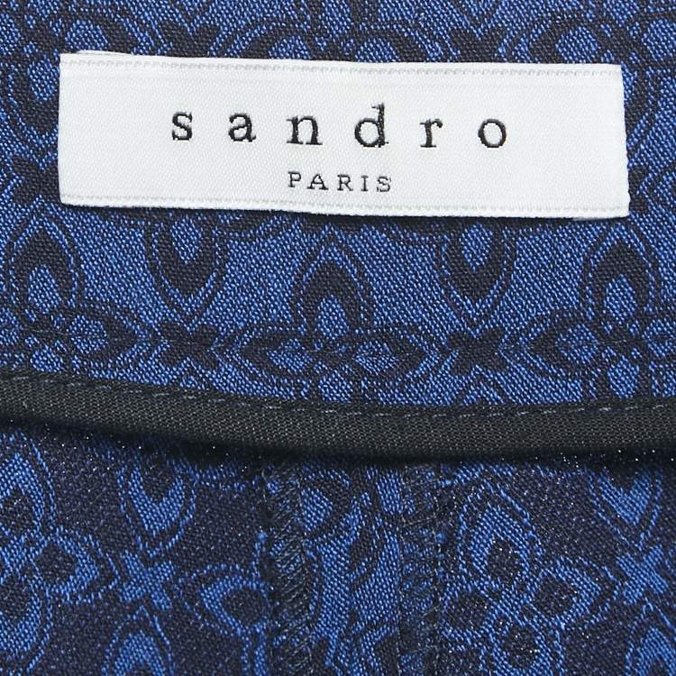 Pre Owned Sandro Blue Jacquard Crepe Amparo Pants S