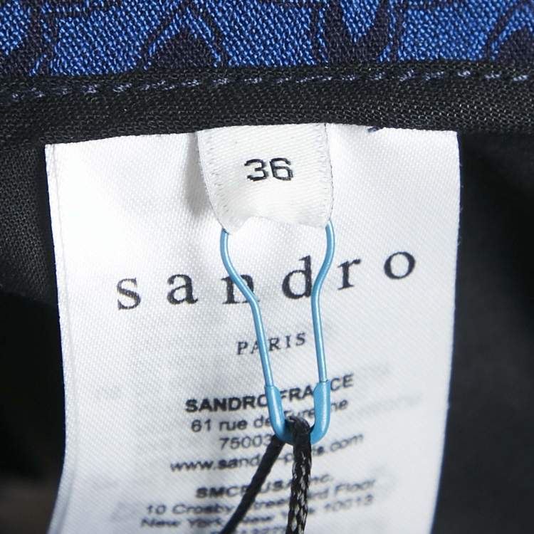 Pre Owned Sandro Blue Jacquard Crepe Amparo Pants S