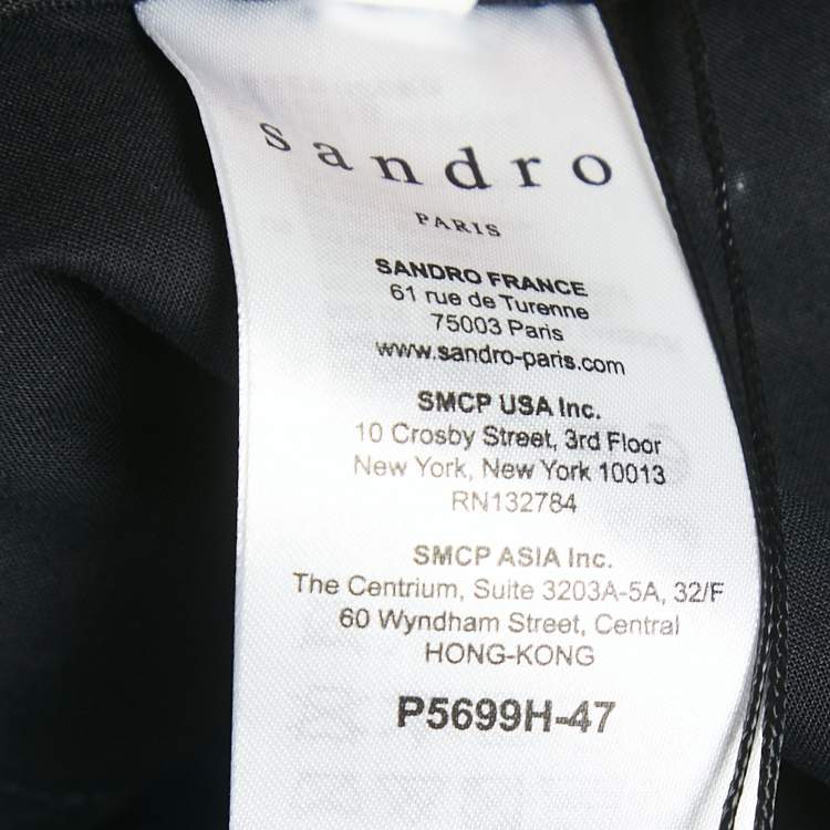 Pre Owned Sandro Blue Jacquard Crepe Amparo Pants S