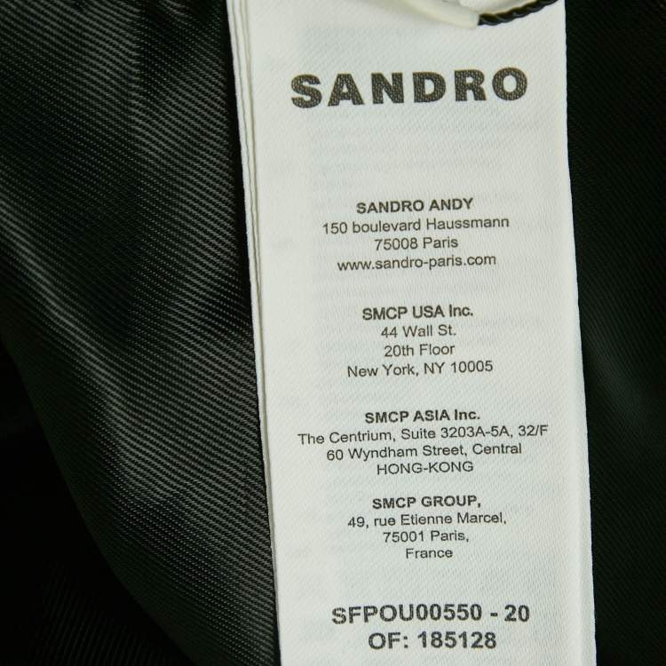 Pre Owned Sandro Black Gabardine and Plisse Long Coat M