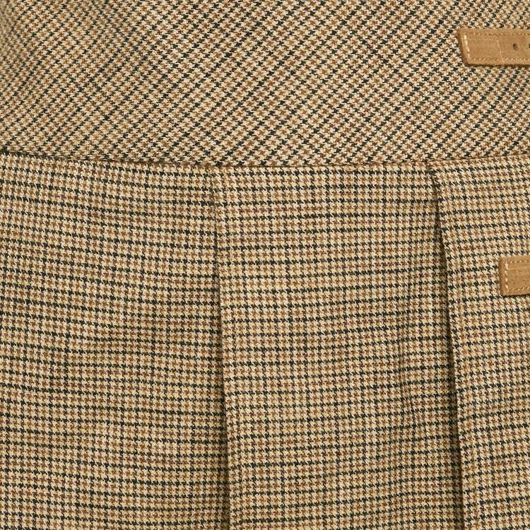 Pre Owned Sandro Brown Houndstooth Pleated Mini Skirt S