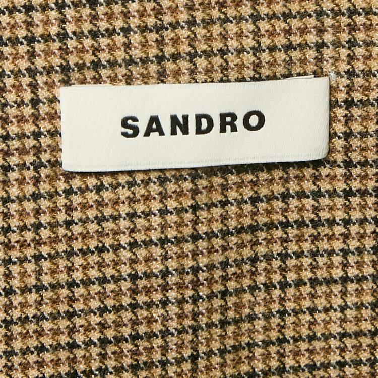 Pre Owned Sandro Brown Houndstooth Pleated Mini Skirt S