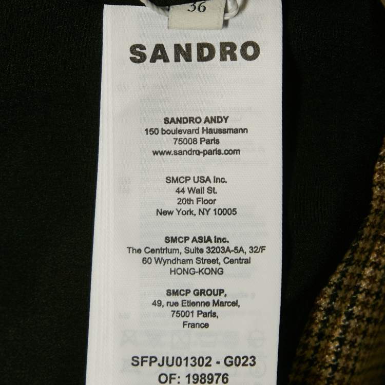 Pre Owned Sandro Brown Houndstooth Pleated Mini Skirt S