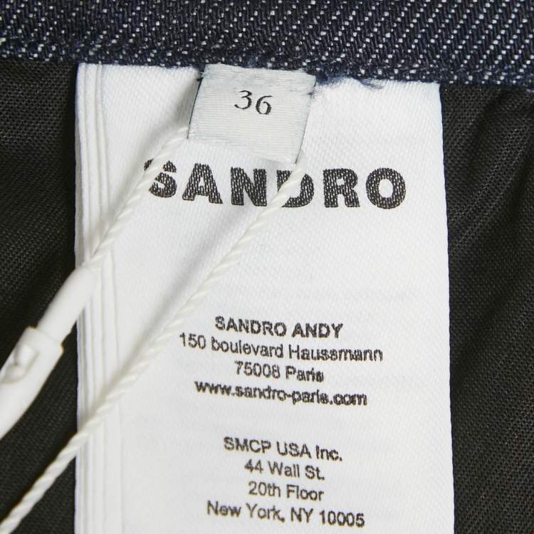 Pre Owned Sandro Navy Blue Denim Wide Leg Jeans S Waist 28"