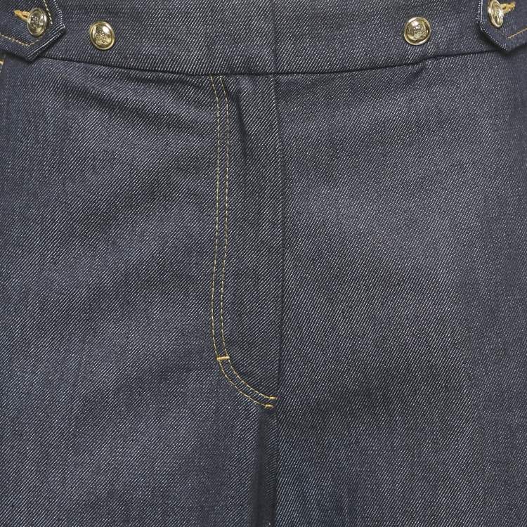 Pre Owned Sandro Navy Blue Denim Wide Leg Jeans S Waist 28"