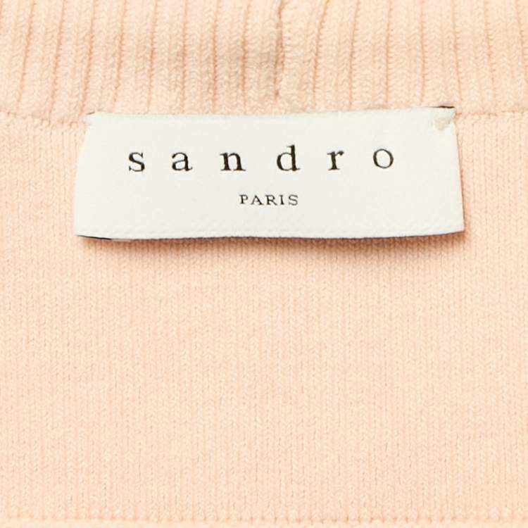 Pre Owned Sandro Pink Crisscross Knit Ophelia Top and Skirt Set L/M