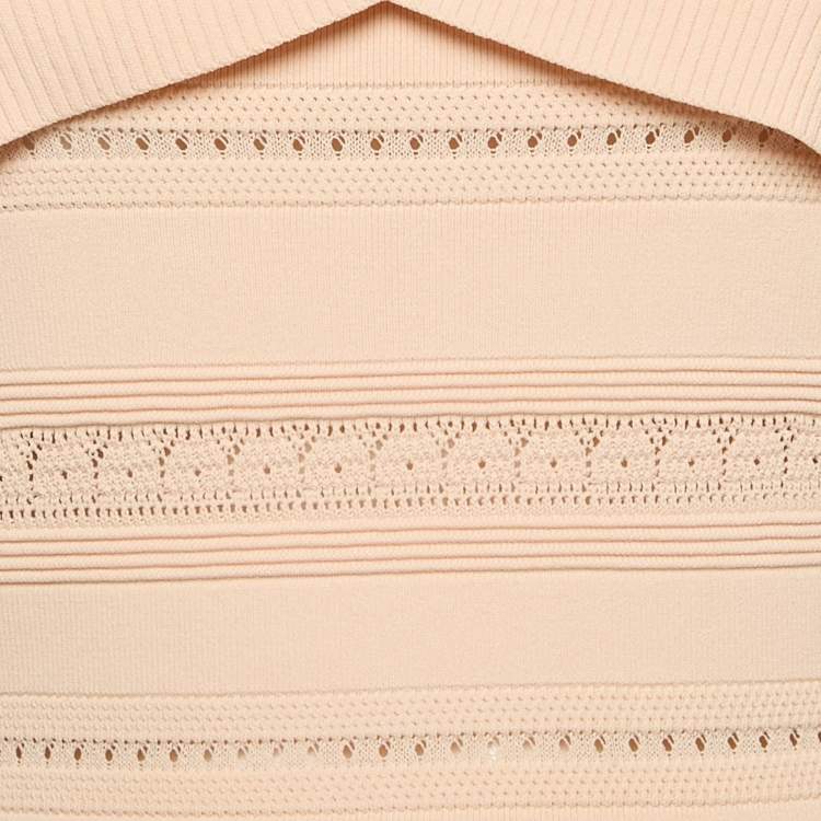 Pre Owned Sandro Pink Crisscross Knit Ophelia Top and Skirt Set L/M