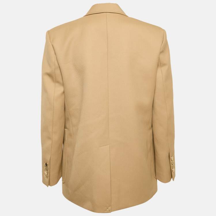 Pre Owned Sandro Beige Wool Drill Single Breasted Blazer S