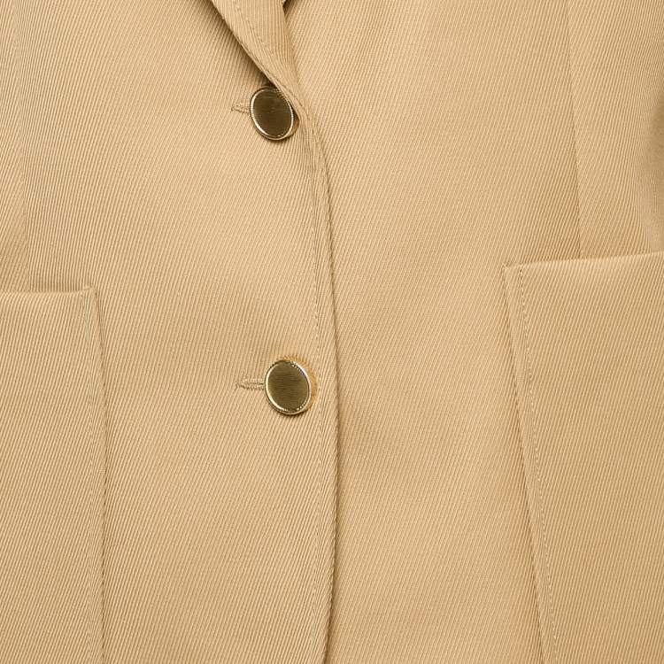 Pre Owned Sandro Beige Wool Drill Single Breasted Blazer S