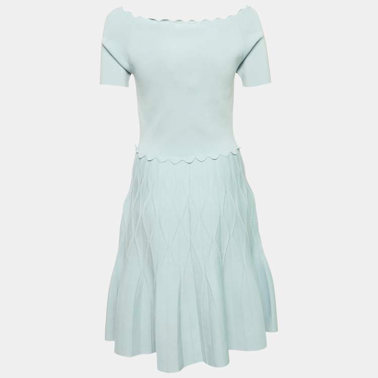 Pre Owned Sandro Blue Stretch Knit Mini Dress L