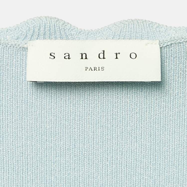 Pre Owned Sandro Blue Stretch Knit Mini Dress L