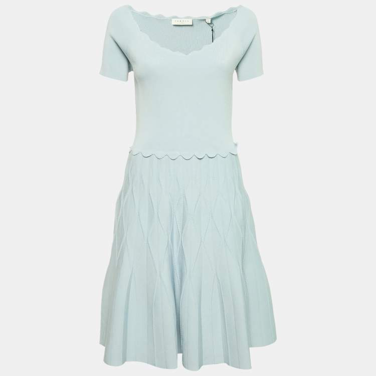 Pre Owned Sandro Blue Stretch Knit Mini Dress L