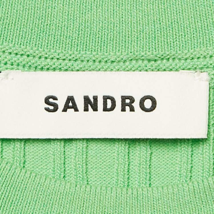 Pre Owned Sandro Green Rib Knit Sleeveless Mini Dress M