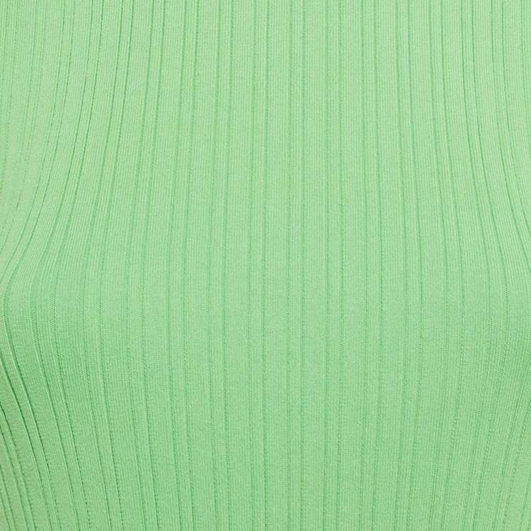 Pre Owned Sandro Green Rib Knit Sleeveless Mini Dress M