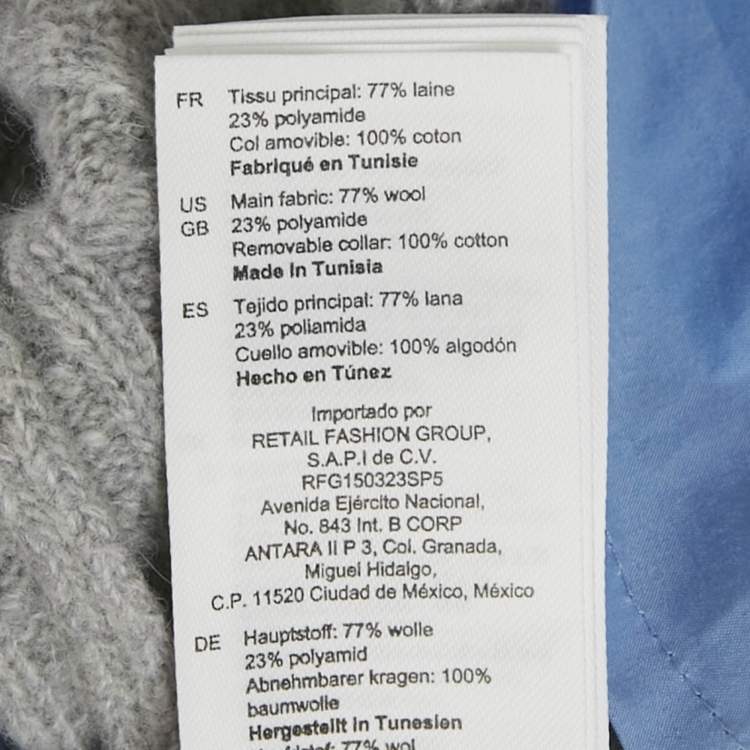 Pre Owned Sandro Grey Cable Knit and Cotton Sweater XL