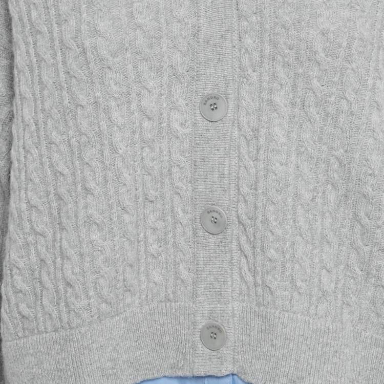 Pre Owned Sandro Grey Cable Knit and Cotton Sweater XL