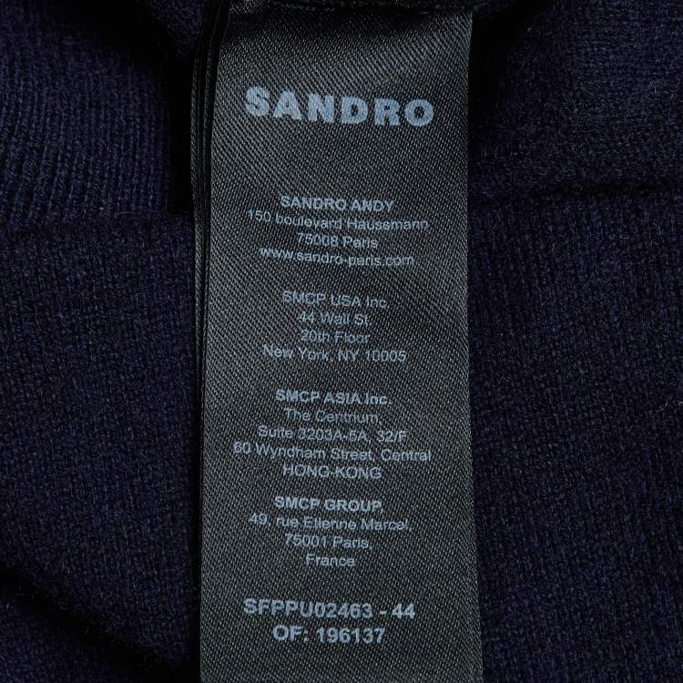 Pre Owned Sandro Marine Blue Wool & Cashmere Isaure Sweater XS