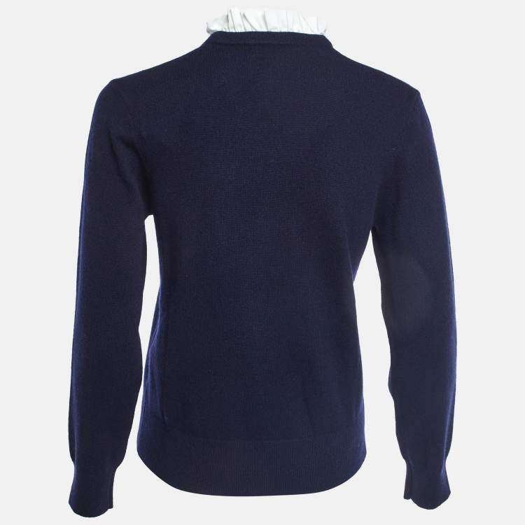Pre Owned Sandro Marine Blue Wool & Cashmere Isaure Sweater XS