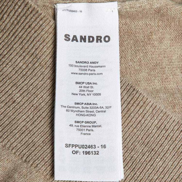 Pre Owned Sandro Beige Wool & Cashmere Isaure Sweater S