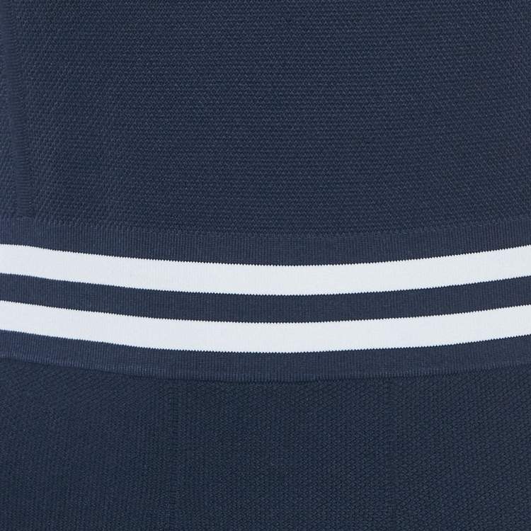 Pre Owned Sandro Navy Blue Knit Striped Band Dettail Mini Dress M