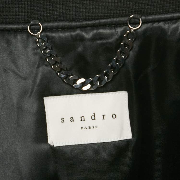 Pre Owned Sandro Black Wool Teddy Blouson XL