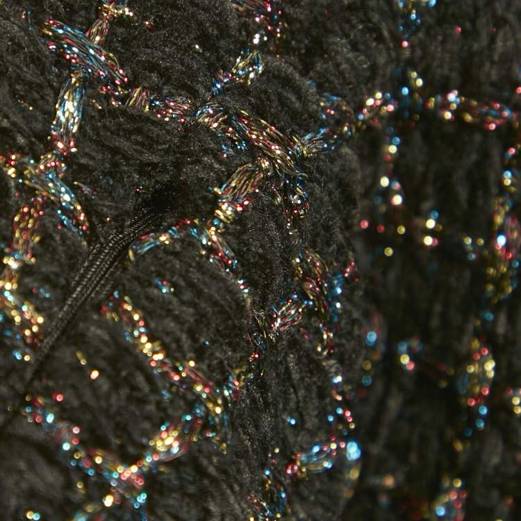 Pre Owned Sandro Black Velvet and Lurex Tweed Mini Skirt M