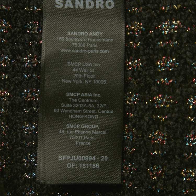 Pre Owned Sandro Black Velvet and Lurex Tweed Mini Skirt M